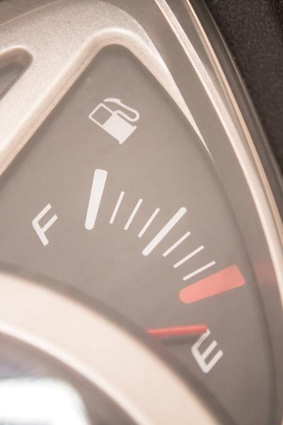 close up of fuel gauge on empty